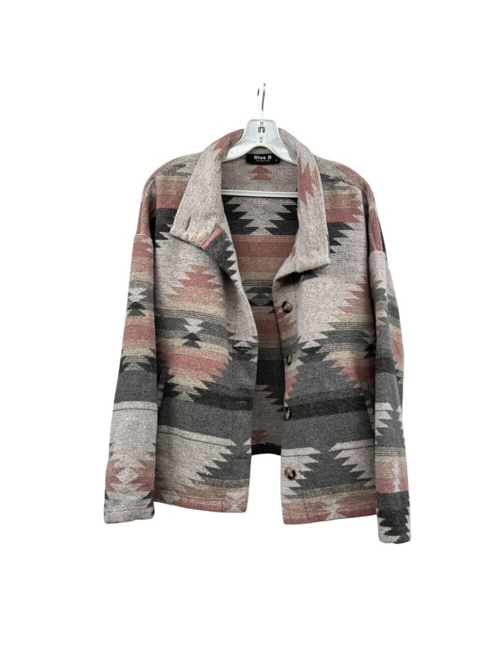 Blue B Collection Womens Knit Coat Southwestern Print Button Up Medium Pockets